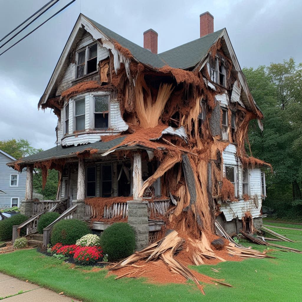 Signs Your Ipswich Home Needs a Tree Inspection Damaged tree on an Ipswich home showing signs of disease and decay